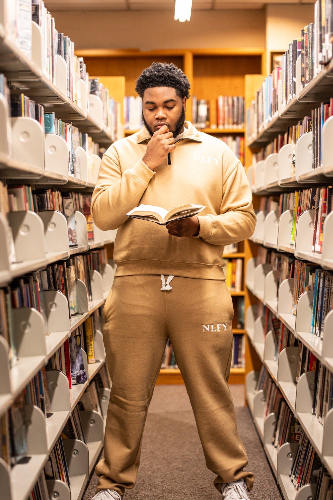 Tan Quarterzip Sweatsuit