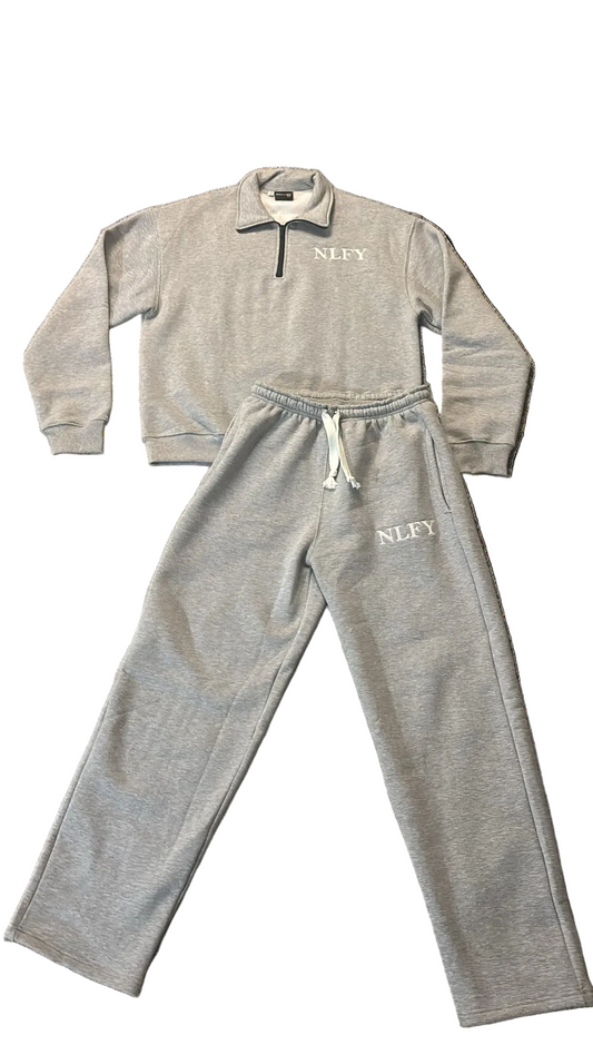 Grey QuarterZip Sweatsuit