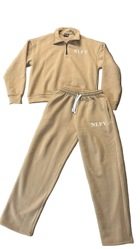 Tan Quarterzip Sweatsuit
